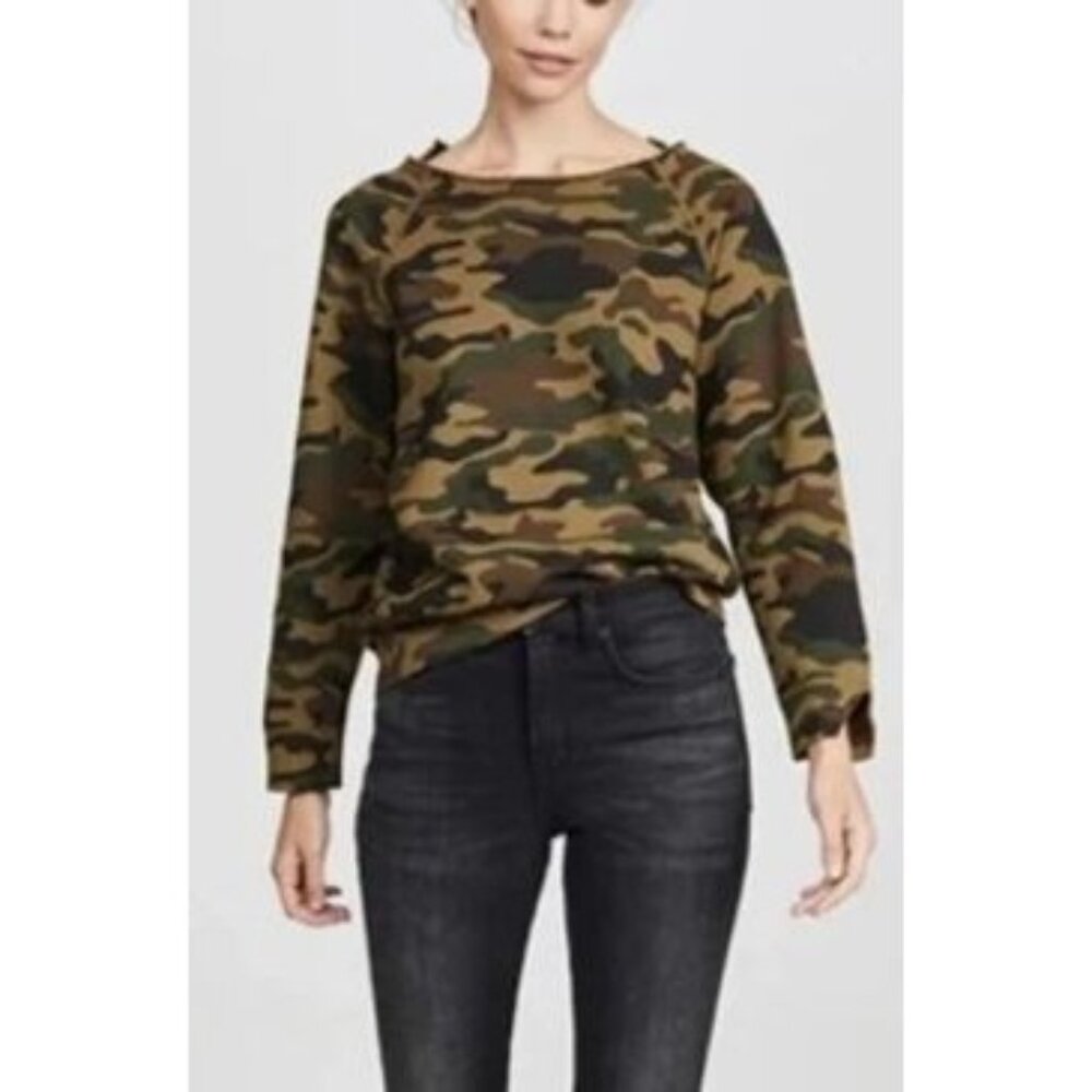Nili Lotan Luka Sweatshirt Size XS Camo Womens Pull Over NWT $239 Distressed